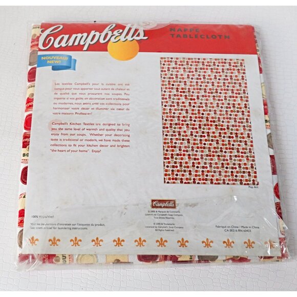 Campbell's Soup Vinyl Tablecloth Round 60" Andy Warhol Style, - Picture 5 of 5